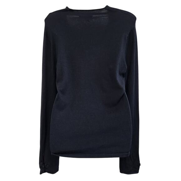 White + Warren Long Sleeve Keyhole Neck Minimalist Sweater Black Size Medium - Picture 2 of 5